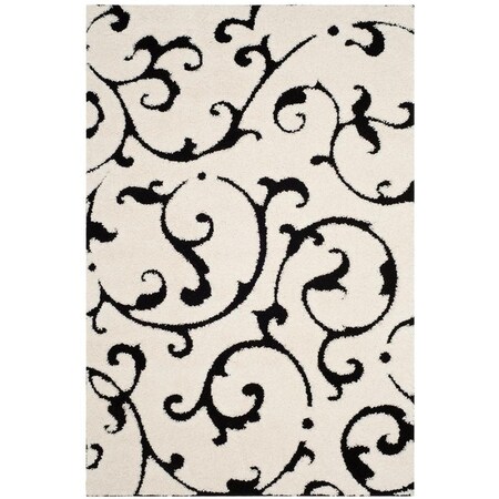 Safavieh 6 x 9 ft. Shag Power Loomed Medium Rectangle Area RugIvory & Black SG476-1290-6